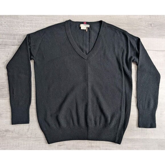 Label + Thread 100% Cashmere Sweater Sz Small V Neck Pullover Black Womens - Picture 1 of 7